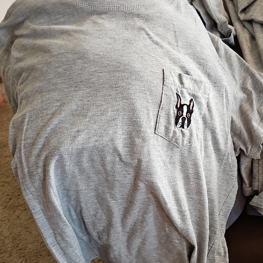 Gray T-Shirt with Dog Embroidery